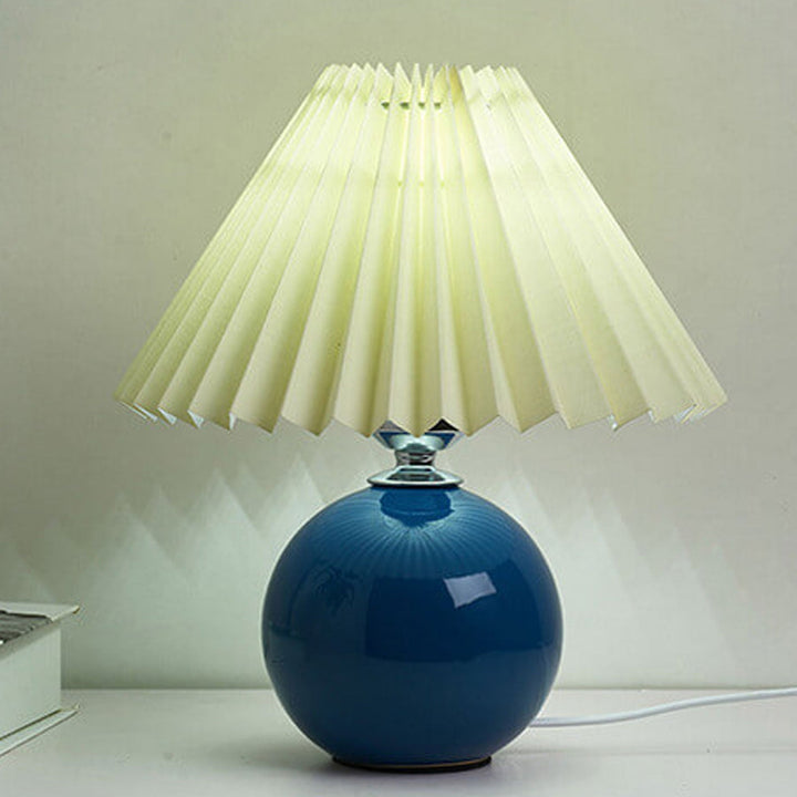 Nordic Minimalist Ceramic Table Lamp Pleated Shade 1-Light-Orizon Depot