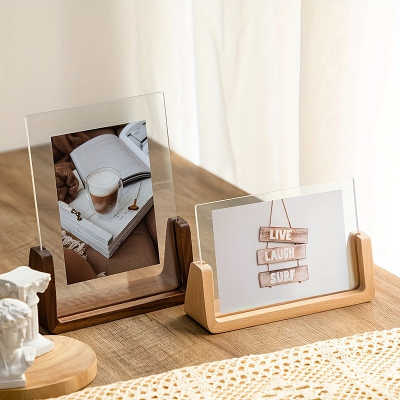 U-Shaped Acrylic and Wood Photo Frame | Modern Minimalist Design