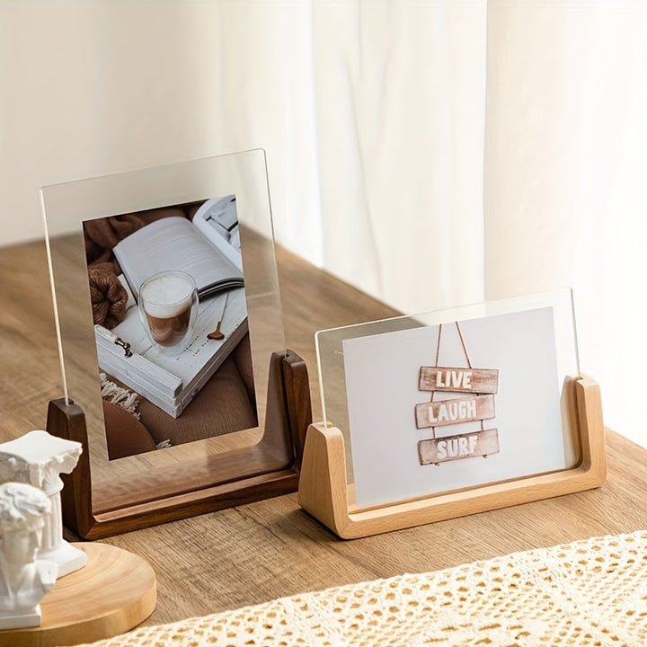 U-Shaped Acrylic and Wood Photo Frame | Modern Minimalist Design