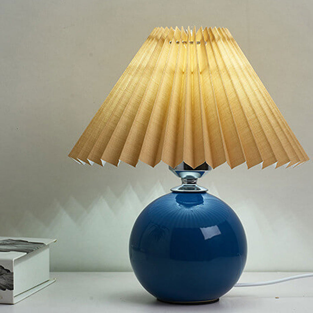 Nordic Minimalist Ceramic Table Lamp Pleated Shade 1-Light-Orizon Depot