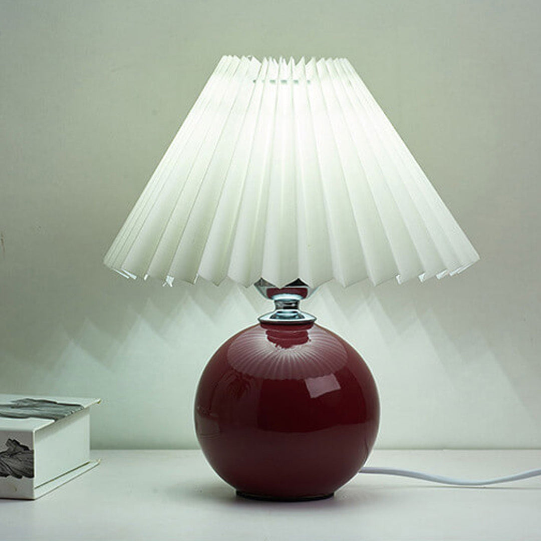 Nordic Minimalist Ceramic Table Lamp Pleated Shade 1-Light-Orizon Depot