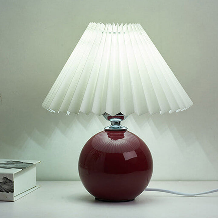 Nordic Minimalist Ceramic Table Lamp Pleated Shade 1-Light-Orizon Depot