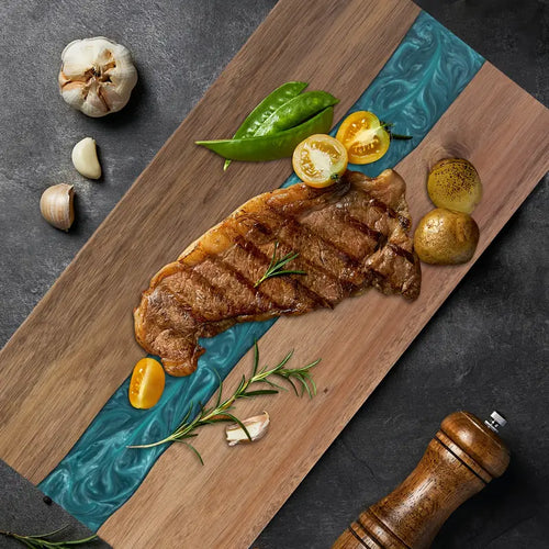 Acacia Wood Resin River Cutting Board | Charcuterie & Cheese Serving Platter-Orizon Depot