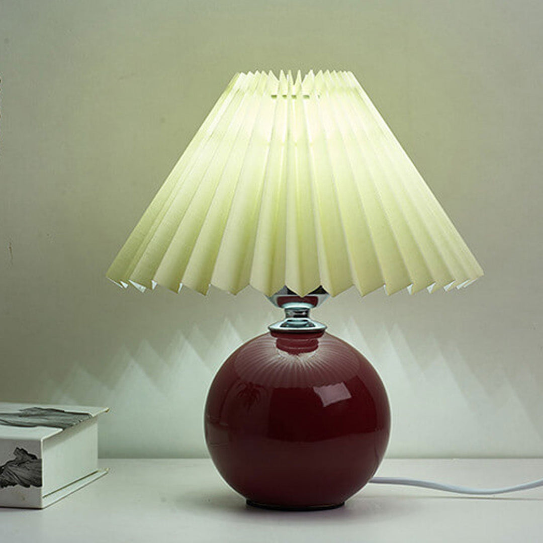 Nordic Minimalist Ceramic Table Lamp Pleated Shade 1-Light-Orizon Depot
