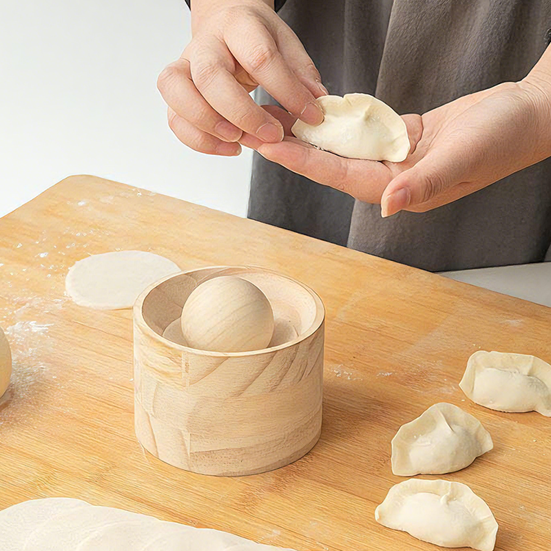 Dumpling Maker | Wooden Dough Press | Non-Stick Surface Tool