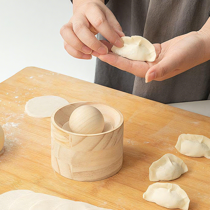 Dumpling Maker | Wooden Dough Press | Non-Stick Surface Tool