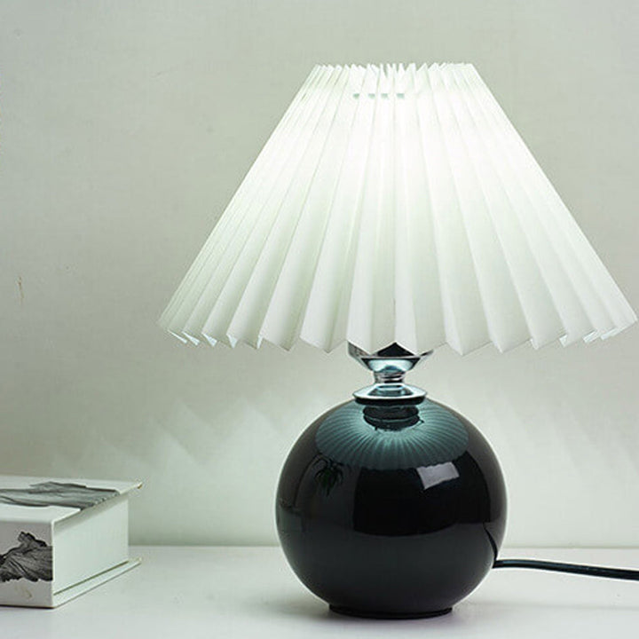 Nordic Minimalist Ceramic Table Lamp Pleated Shade 1-Light-Orizon Depot