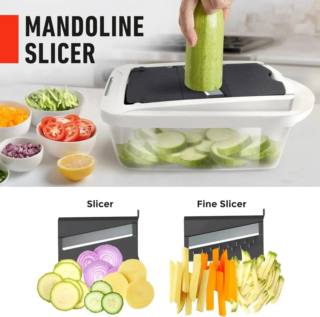 Vegetable Chopper for Slicing, Dicing, Grating with Safety Holder