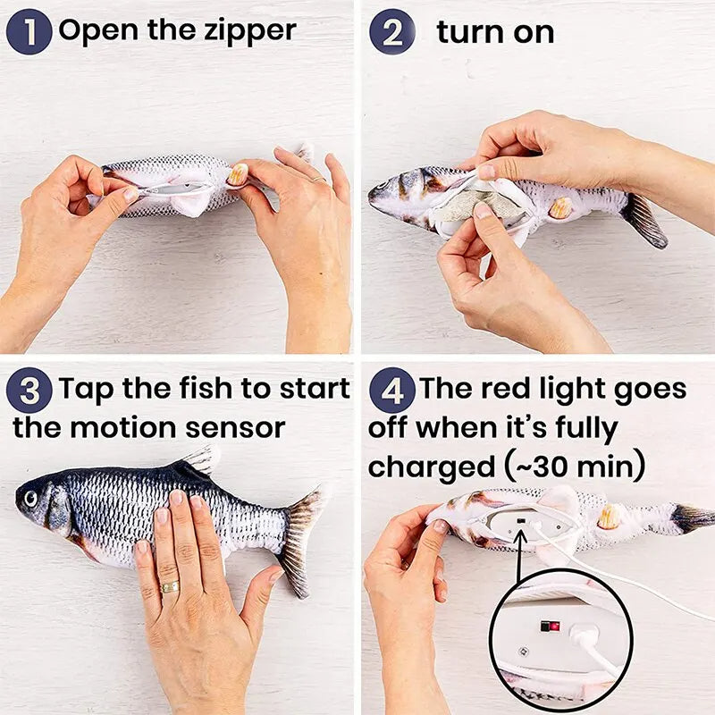 Interactive USB Charging Cat Toy - Fun Fish Design