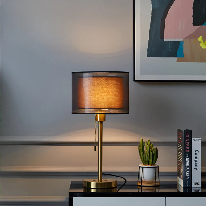 Modern Vintage Table Lamp with Double Fabric Shade