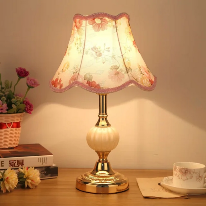 Vintage Scandinavian Table Lamp with Elegant Floral Design