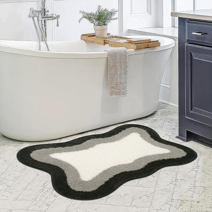 Black Gradient Bath Mats - Non-Slip Irregular Carpet for Bathrooms-Orizon Depot