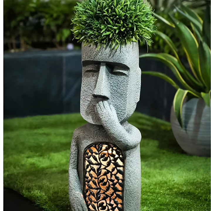 Solar LED Face Planter for Indoor Decoration and Unique Lighting-Orizon Depot