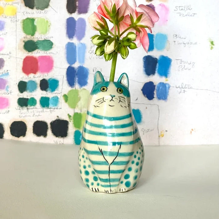Dotted Cat Vase - Unique Decorative Ceramic Flower Holder-Orizon Depot