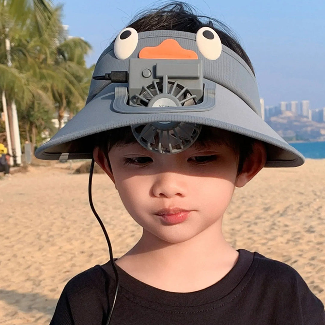 Kids Sun Visor Hat with Built-in Cooling Fan