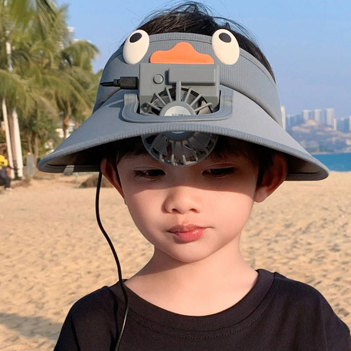 Kids Sun Visor Hat with Built-in Cooling Fan