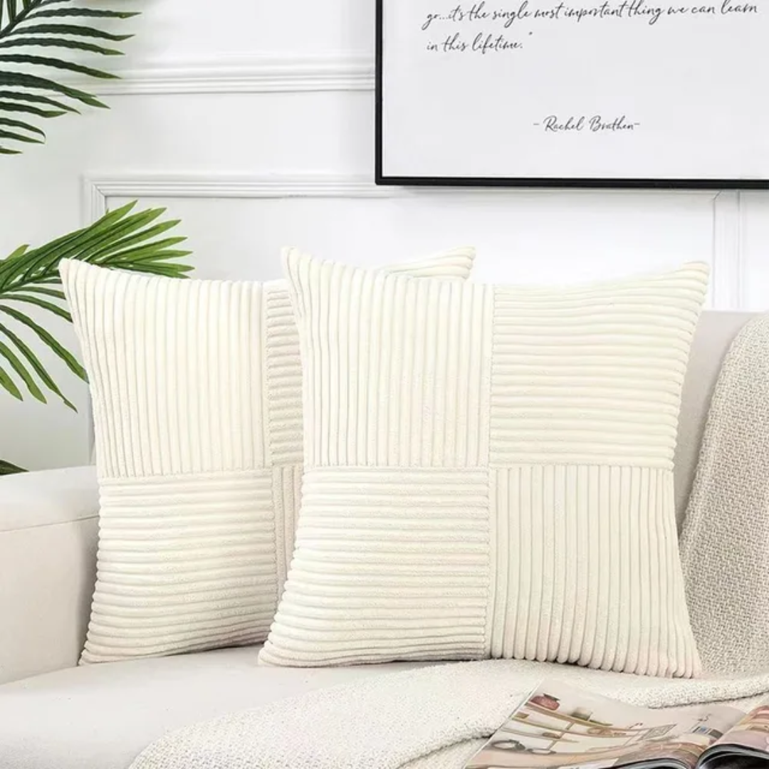 Striped Corduroy Cushion Covers | Elegant Throw Pillow Cases