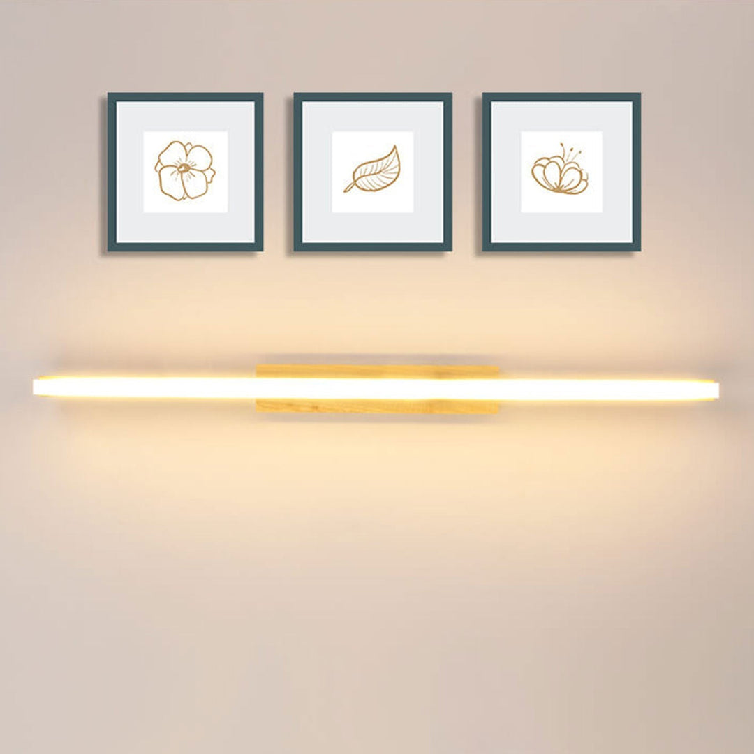 Nordic Minimalist Log Wood Strip LED Vanity Wall Sconce Lamp-Orizon Depot