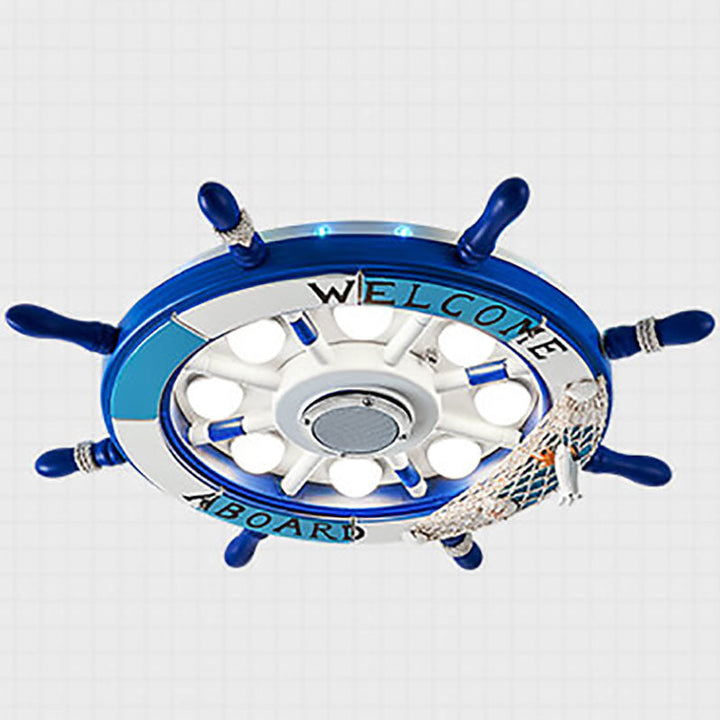 Modern Creative Cartoon Plastic Sailboat Helmsman LED Flush Mount Ceiling Lamp-Orizon Depot
