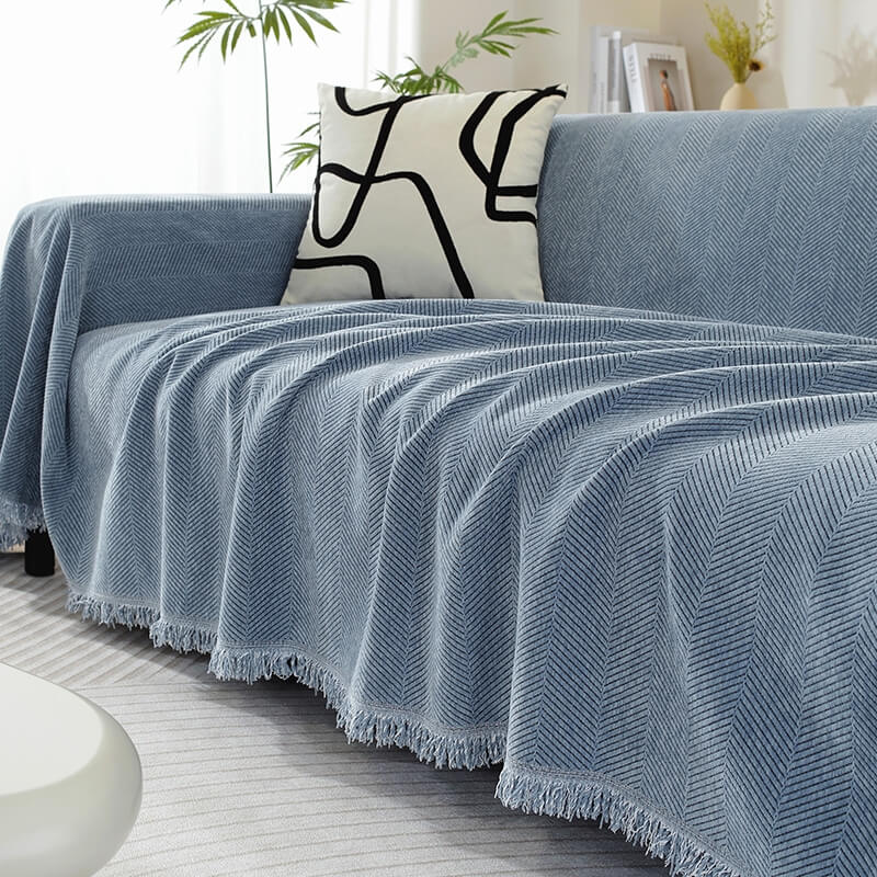 Cozy Soft Fringe Throw Blanket for Indoor & Outdoor Use