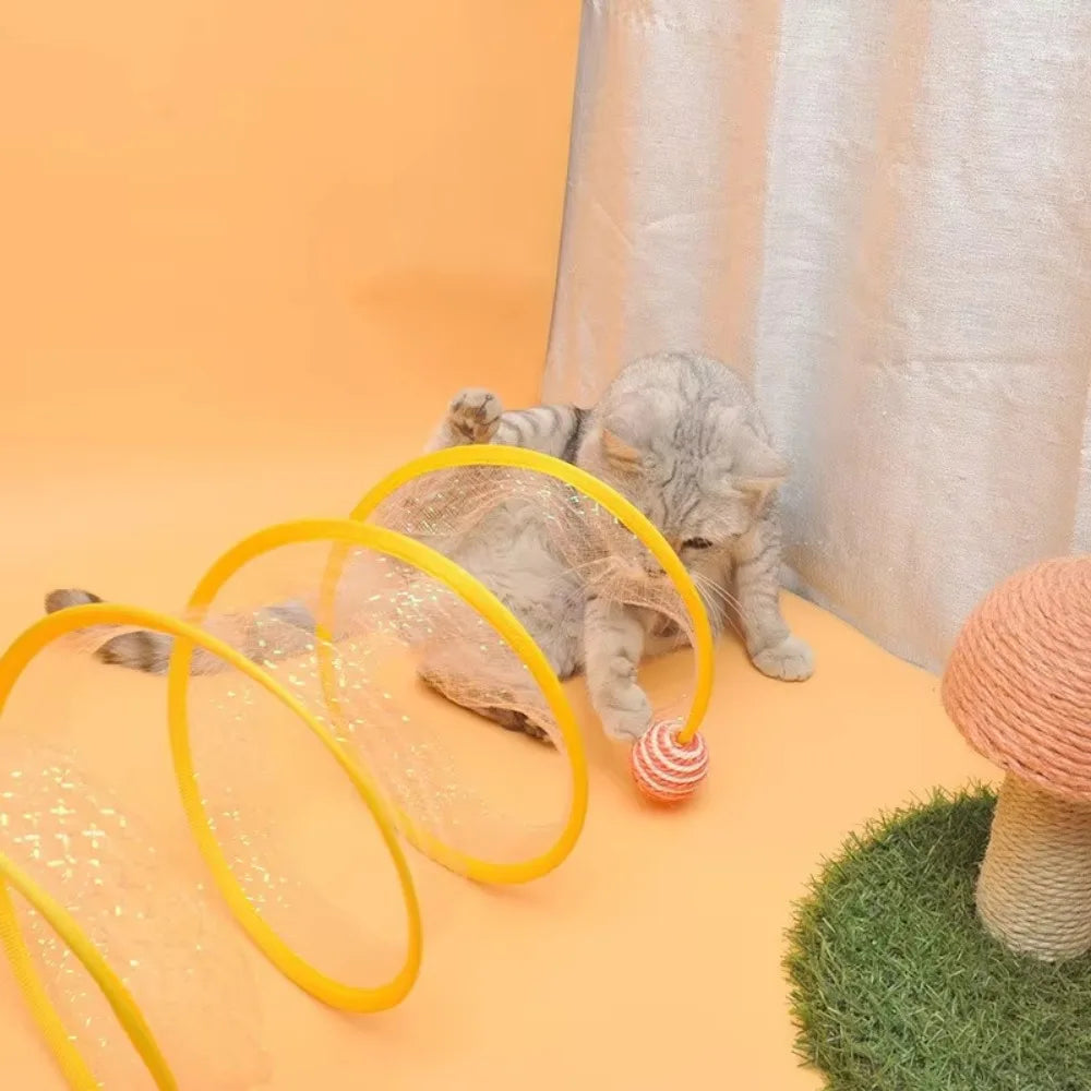 Interactive Collapsible S-Type Cat Tunnel for Fun Playtime