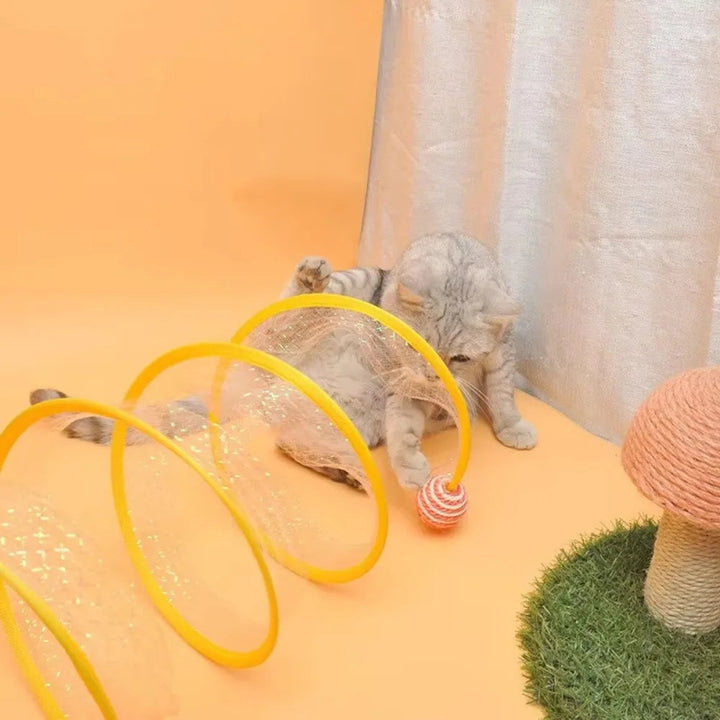 Interactive Collapsible S-Type Cat Tunnel for Fun Playtime