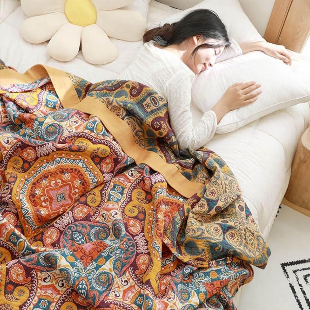 Reversible Cooling Boho Blanket for Comfortable Sleep Experience