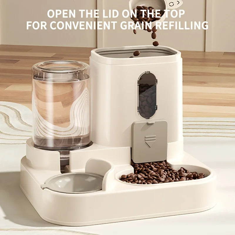 Dual Pet Feeder with Water Dispenser for Dogs and Cats
