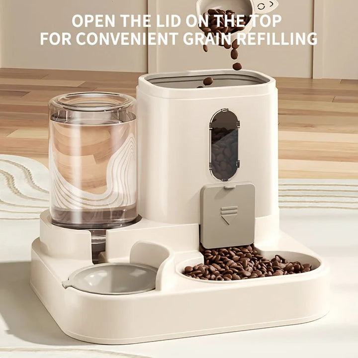 Dual Pet Feeder with Water Dispenser for Dogs and Cats