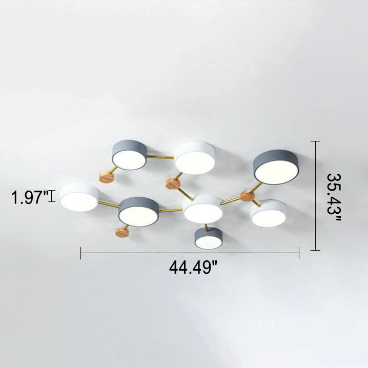 Scandinavian Style Solid Wood Iron LED Multi Flush Mount Ceiling Lamp-Orizon Depot