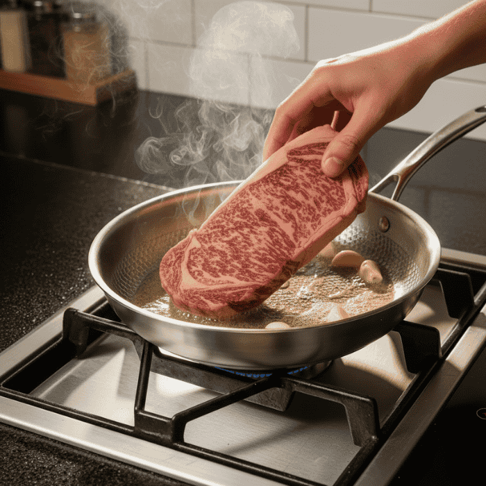 Stainless Steel Non-Coated Searing Pan with Even Heat Distribution