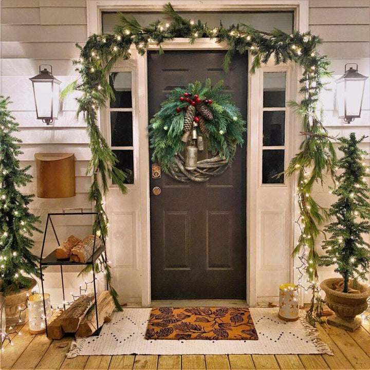 Rustic Christmas Wreath, Boho Holiday Decor, Festive Door Decoration