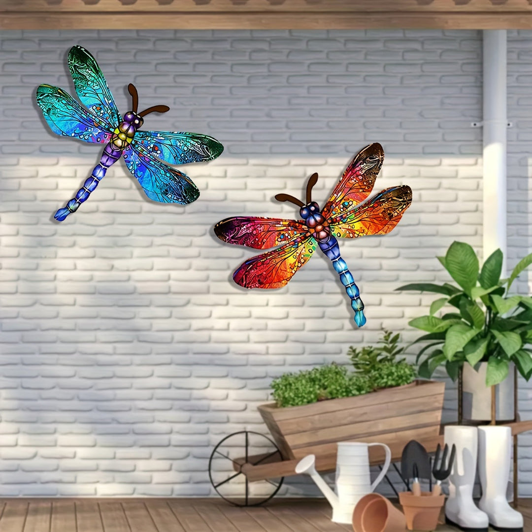 Vibrant Dragonfly Metal Wall Art – Artistic Outdoor Decoration-Orizon Depot