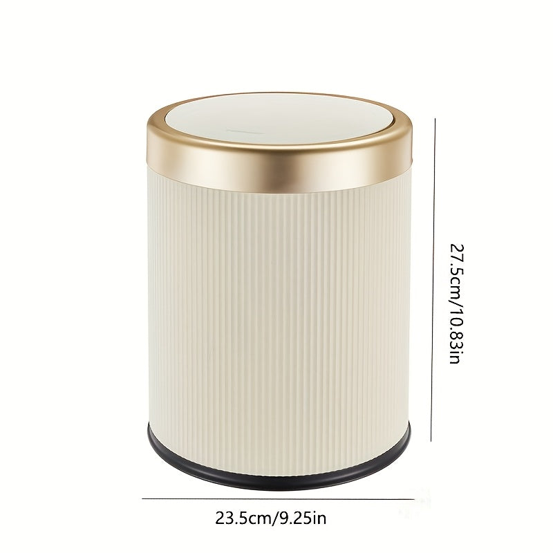 Elegant Oval Trash Can | Press-Top Waste Bin with Dual Inner Compartments-Orizon Depot