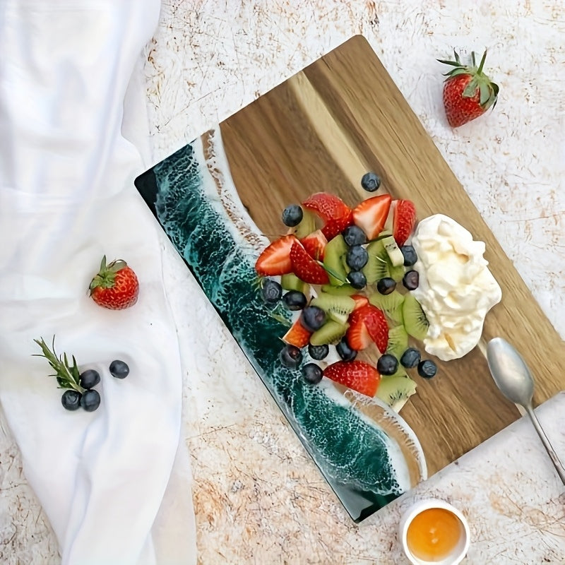 Ocean-Inspired Acacia Wood Cutting Board | Wave-Design Cheese & Serving Board-Orizon Depot