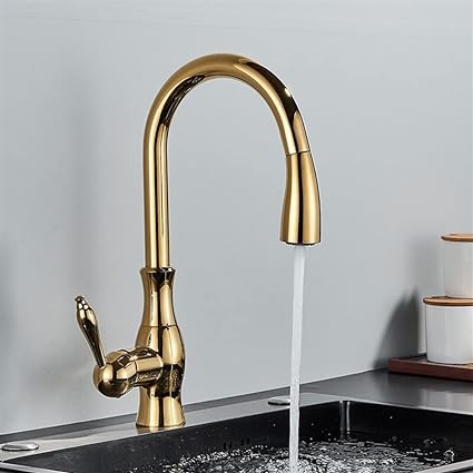 Brass Kitchen Faucet Pull Out Mixer Tap with 360° Rotation Handle-Orizon Depot