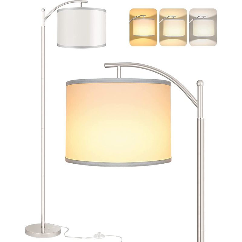 Industrial Floor Lamp with 3 Color Temperatures and White Lampshade-Orizon Depot