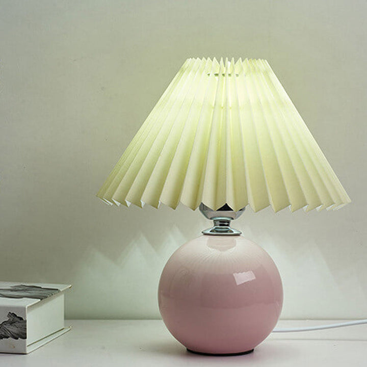Nordic Minimalist Ceramic Table Lamp Pleated Shade 1-Light-Orizon Depot