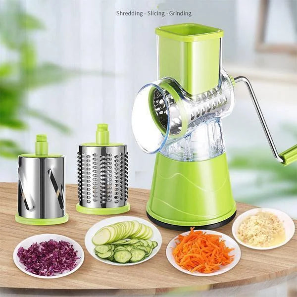 Vegetable Grater with Drum Blades and Non-Slip Suction Base