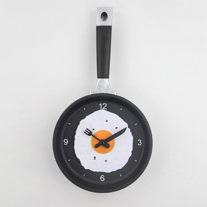 Silent Wall Clock with Fried Egg Pan Design-Orizon Depot