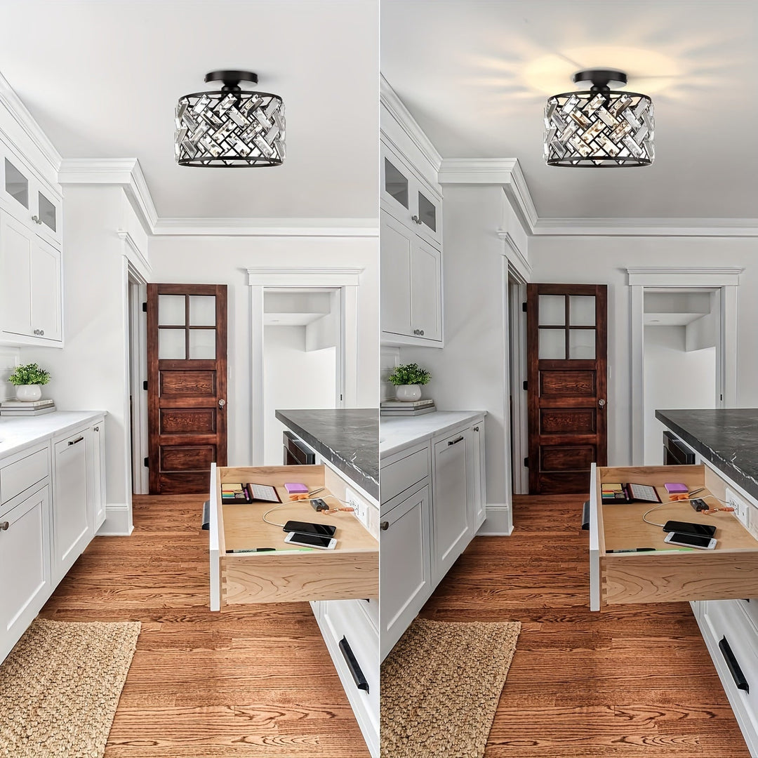 Elegant Crystal Semi Flush Mount Ceiling Light | Decorative Fixture