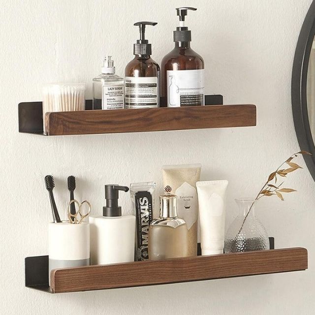 Solid Wood Bathroom Organizer Shelves - No Drilling Required-Orizon Depot