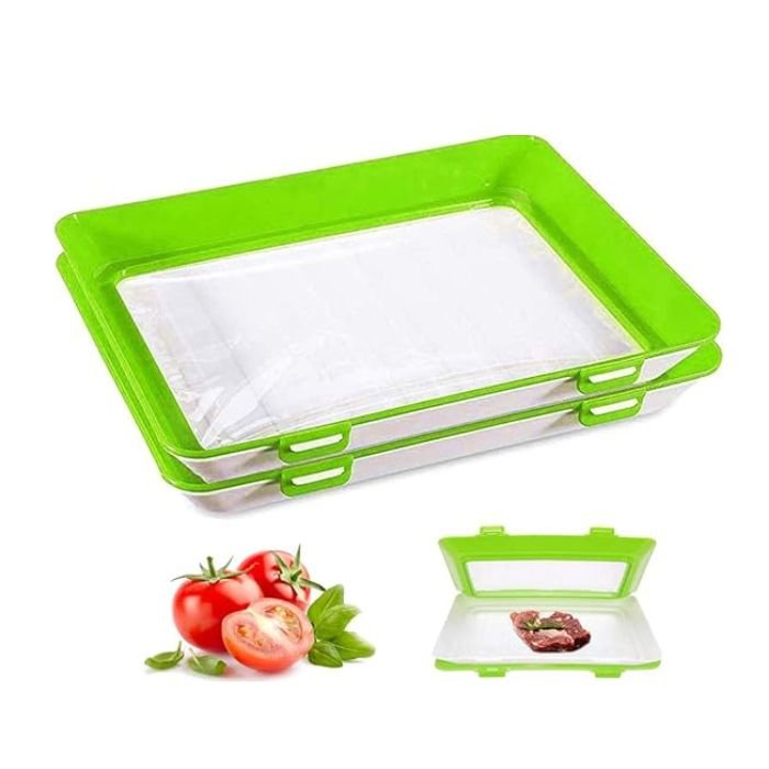 Storage Plate for Prolonged Food Freshness with Stretch Seal Film