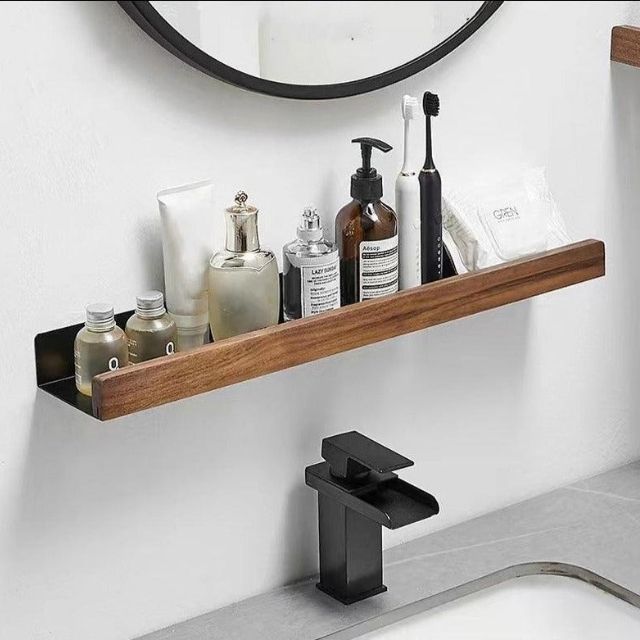 Solid Wood Bathroom Organizer Shelves - No Drilling Required-Orizon Depot