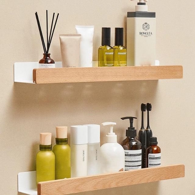 Solid Wood Bathroom Organizer Shelves - No Drilling Required-Orizon Depot