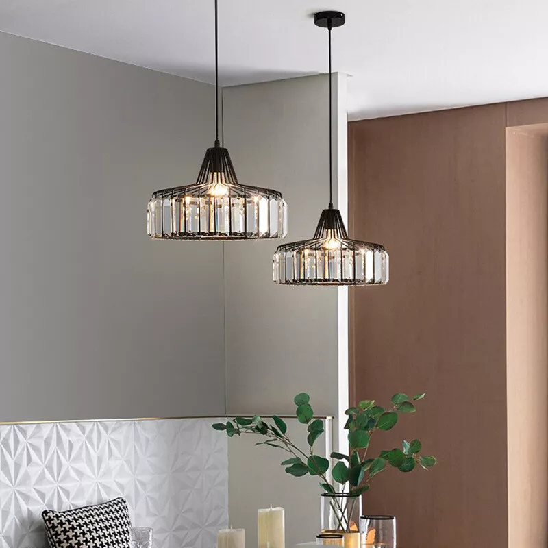 Sleek Black Crystal Pendant Light | Stylish Hanging Fixture