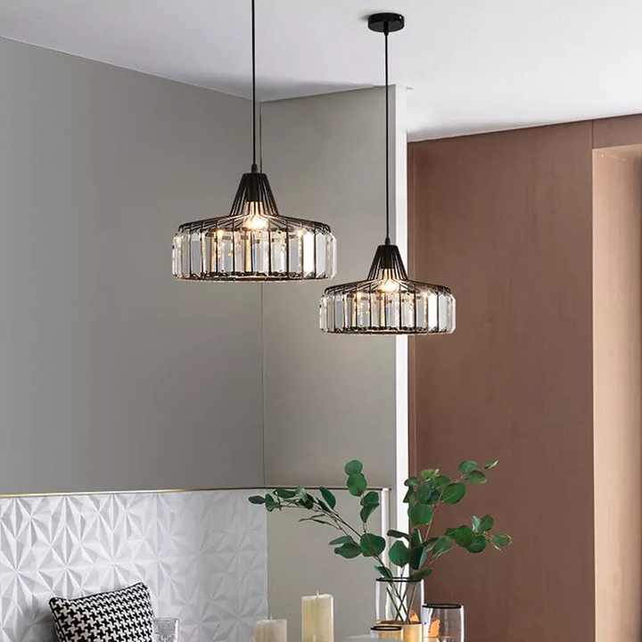 Sleek Black Crystal Pendant Light | Stylish Hanging Fixture