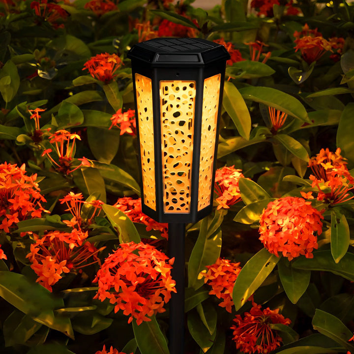 Hexagon Hollow Outdoor Solar Pathway Light - Waterproof Landscape Lighting
