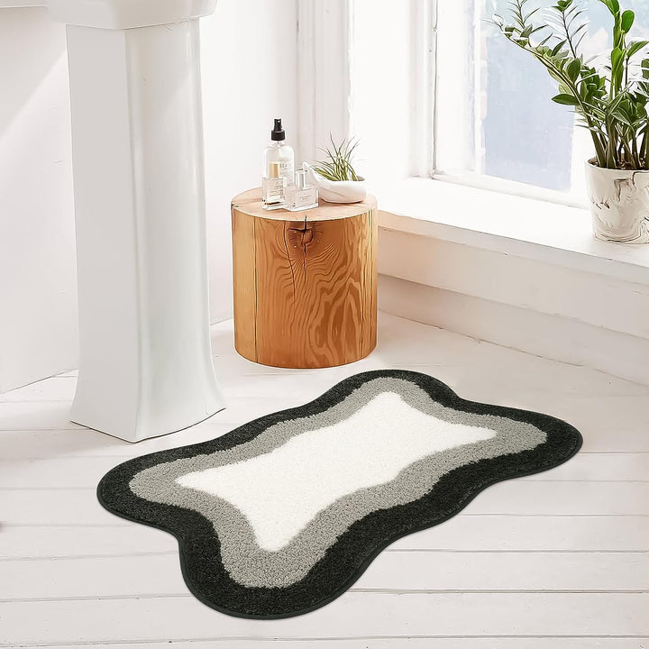 Black Gradient Bath Mats - Non-Slip Irregular Carpet for Bathrooms-Orizon Depot