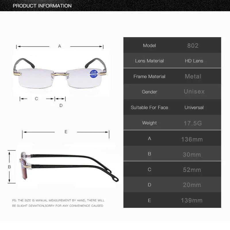 Progressive Reading Glasses with High Hardness and Anti-Blue Light Filter-Orizon Depot